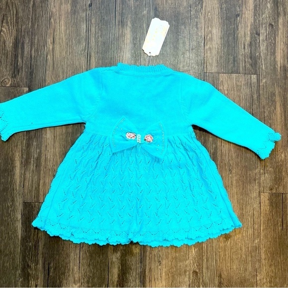 NWT Girls Knitted Buttoned Down Bow Dress Size 24 Months - Picture 7 of 11